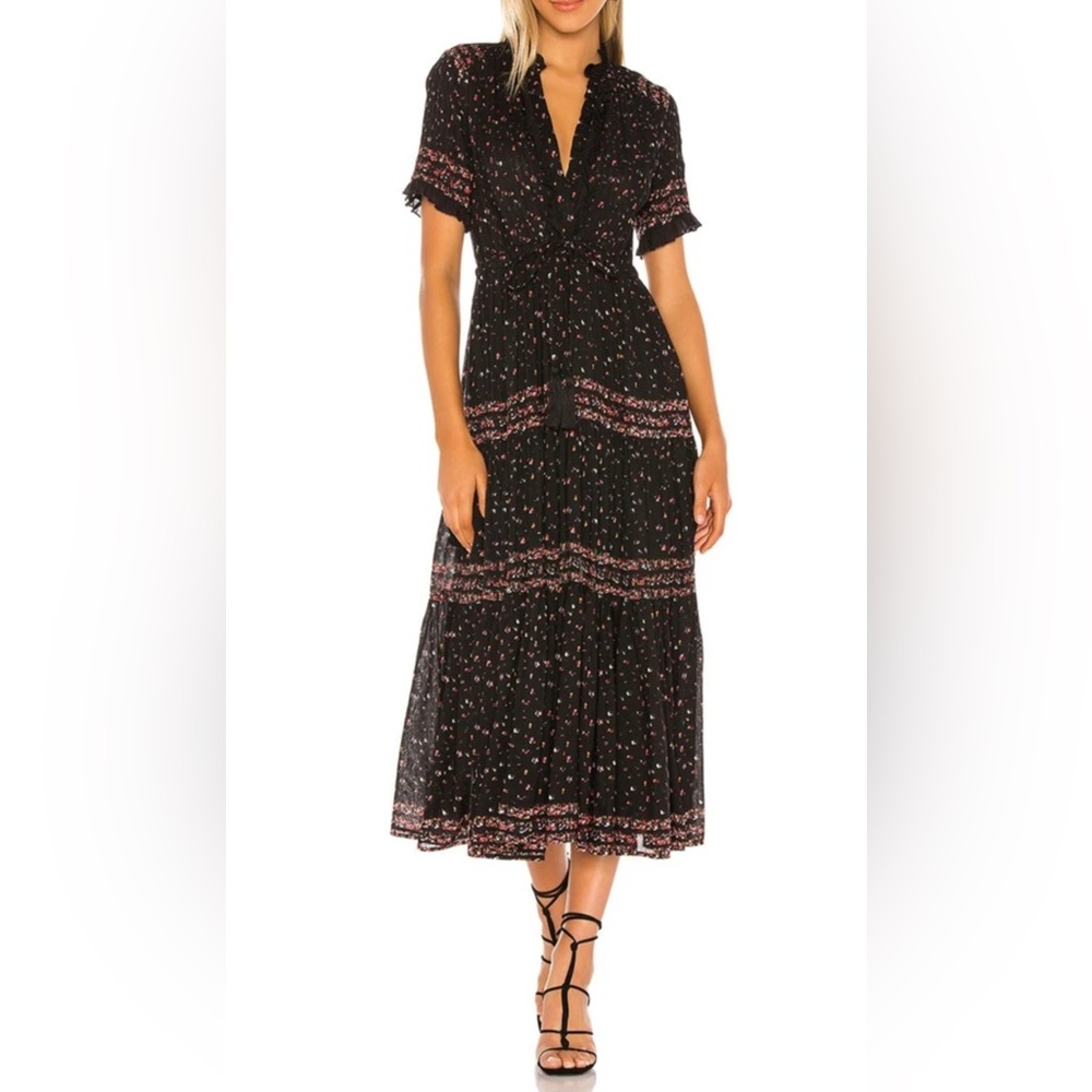 Free People Rare Feelings Midi Dress M Black
